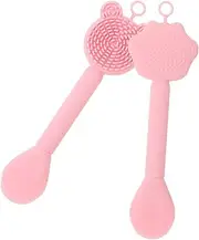 ASAKKURA 2 pcs Cute Double End Silicone Face Mask Brush for Deep Cleansing and Face Washing Lightweight Practical Facial Applicator Tool Bright Color for Women