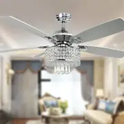 Depuley 52" Crystal Ceiling Fan with Lights Modern Chandelier Chrome Ceiling ...