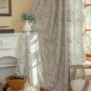 Blue Floral Light Filtering Boho Curtains 84 Inch Long 2Panels For Living