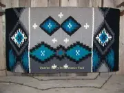 Square-Cut Show Blanket - 38x34 (Ash/Cream and Blue Accents) by Mayatex
