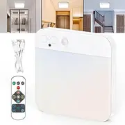 Motion Sensor Ceiling Light Fixture,Cordless Closet Light Battery Operated,Rechargeable Magnetic Mount Plafonnier LED Light for Closet Stair Hallway Shower Shed 3 Color Temperatures,Remote Control