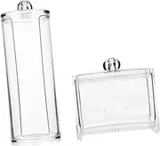 VALICLUD 2Pcs Transparent Cotton Pad and Swab Storage Box Makeup Organizer for Cotton Pads and Cotton Swabs Containers for Vanity and Bathroom and Stylish Design