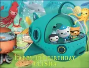 OCTONAUTS in SUBMARINE 26x19.5cm Rectangle Edible ICING Birthday Cake Topper