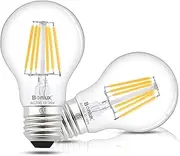 Bonlux A60 Filament Vintage LED Bulbs 6W, E27 Edison Screw LED Filament Bulb Warm White 2700K LED Premium Classic A60 Light Bulbs Equivalent 60W Halogen，LED Classic A60 Light Bulb (2-Pack)