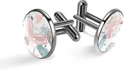 [Generic] Men's Cufflinks, Memphis Style Printing Cuff Links for Men, Classic Cufflinks Black for Suit Shirt Wedding Business Birthday Jewelry Gift