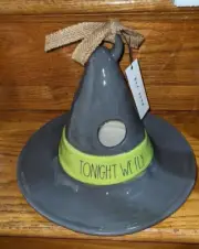 Rae Dunn Tonight We Fly Large Witch Hat Ceramic Birdhouse Feeder Halloween