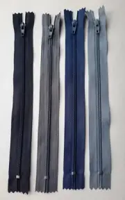 4 Pcs 9"Nylon Coil Zippers Closed End Bulk for Tailor Sewing Craft multi-color
