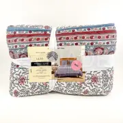 Artelier Nicole Miller KING Traditional Block Print Quilt 108" x 92" 100% Cotton