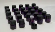 25 OIL 1/4 dram Mini Purple Glass Sample Vial Bottles w/ hole Reducer W/caps