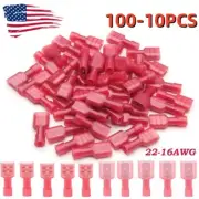 100PCS Nylon Female Male Insulated Spade Crimp Terminal Wire Connectors 22-16AWG
