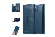 For Apple iPhone 13 Mini Case SupRShield Pro Luxury Wallet Leather Flip Magnetic Stand Case Cover (Navy Blue)