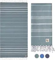 Bodrum Interiors Turkish Towel Oversized 35 x 71-100% Cotton - Quick Dry Sand Free Beach Towel - Lightweight Travel Towel for Bath, Gym, Blanket, or Picnic (Reseda Green)