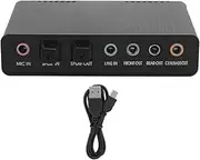 External Sound Card for Laptop, DM HD10 Aluminium Sound Card for Karaoke Recording, USB 5.1 Optical Sound Card.