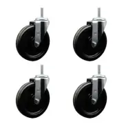 6 Inch Phenolic Wheel Swivel 5/8 Inch Threaded Stem Caster Set Service Caster
