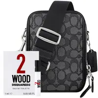 在飛比找Yahoo奇摩購物中心優惠-COACH 黑色大C織紋斜背包+WOOD DSQUARED2