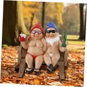 Funny Garden Gnomes Statue 5.5" Swing Couple Garden Decoration Dwarf Figurines
