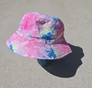 Tie Die Kids Color Bucket Hat Hiphop / Fishermen Fashion Wear Pink Blue Yel NEW