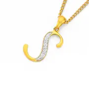 9ct Gold Diamond Initial S Pendant