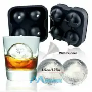 1.78" Ice Ball Maker Whiskey Ice Ball 4 Sphere Silicone Mold Tray w/ Lid&Funnel