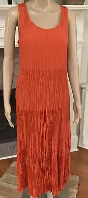 NWT EILEEN FISHER CRUSHED SILK SCOOP NECK F/L TIERED DRESS Size M/M MSRP$378