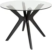 SK Designer Living Doreen Collection | Round Glass Dining Table | 100cm - Black