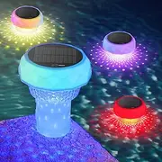 2 in 1 Solar Pool Chlorine Floater and Floating Lights with RGB Color Changing, Adjustable Release & IP68 Waterproof Dimmable Floating Chlorine Dispenser for Pool, Hot Tub
