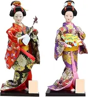 Set 2 Pieces Traditional Japanese Dolls Geisha Girl Geiko Kimono Ancient Doll Home Collection Art Decoration,A1,12 inch/4161 (Color : C24, Size : 12 inch)