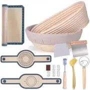 Banneton Bread Proofing Basket Set of 2, 9 inch Round and 10 in Oval, Sourdou...