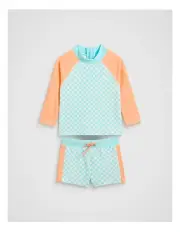 [Seed Heritage] Checkers Swim Set in Ocean Blue