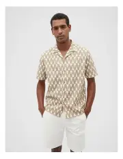 [Seed Heritage] Geometric Print Shirt in Hazelnut Multi
