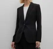 $525 Theory Women's Black Staple Checkered Blazer Coat Jacket Size 6
