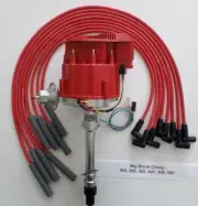 BIG BLOCK CHEVY RED Super Cap HEI Distributor + SPARK PLUG WIRES STRAIGHT BOOTS