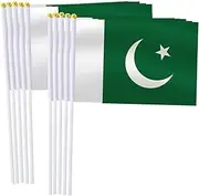 Pakistan Handheld Small Flag Set,10 PCS 5×8 Inch Mini Pakistani people Hand Held Banner,Tiny Digital Printed Polyester Banner