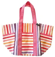 NWT Victoria’s Secret Weekender Tote Bag Multicolor Striped Full Zip Side Pkts