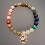 Handmade Multi Colored Beaded Bracelet With Evil Eye Charm