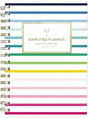 AT-A-GLANCE Planner 2025-2026 Academic, Simplified by Emily Ley, Weekly & Monthly, 5-1/2" x 8-1/2", Small, Monthly Tabs, Flexible Cover, Happy Stripe (EL37-200A)