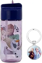 OM SUPPLIES Frozen Characters Childrens Tritan Reusable Drinking Bottle 430ml - Holiday, Back to School Lunch Kids BPA free Plastic Includes Frozen Keychain (Frozen)