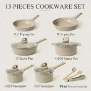 Carote Nonstick Pots and Pans Set, 13 Pcs Induction Kitchen Cookware Sets(Taupe)