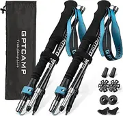 GPTCAMP Walking Sticks Collapsible Hiking Poles,Lightweight Trekking Poles Made of Carbon -Aluminum,2pcs Folding Halking Stick for Men & Women,with Extra-Long Foam Handle and Flip Lock,Blue
