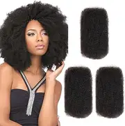 Style Icon 3 Bundles Afro Kinkys Bulk Human Hair (12"/12"/12", Natural Black) - Afro Twist Braids - Kinky Curly Extensions - Dreadlocks - Loc Braiding Hair