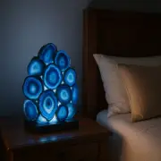 Blue geode agate pieces lamp | modern night lamp for bedroom & living room deco
