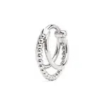 14K White Gold Stacked Granule 16g Septum Ring, Triple Layered Bead Septum Hoop