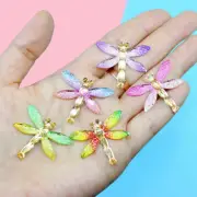 10pcs Mix Dragonfly Resin Embellishments Flat Back Cabochons Craft Decor 32x27mm