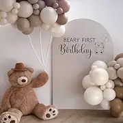 MUWEOL Beary First Birthday Wall Decal - Bear Themed Birthday Party Decorations,Beary First Birthday Decal,Beary Stickers