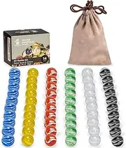 Yellow Mountain Imports 60 Pieces Translucent Chinese Checkers Glass Marbles with Petal Design - 14 Millimeters