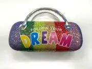 NEW "Follow Your Dreams" Glitttery Hard Clamshell Eyeglass Case, Excellent!