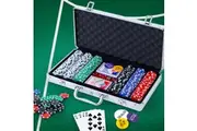 300pcs Poker Chips Set Casino Texas Hold'em Gambling Party Game Dice Cards Case