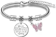 [HULALA] Inspirational Teenage Girls Jewellery Gifts Charm Bracelets For Women Girls Daughter Grandaughter Birthday Christmas You Are Amazing Briliant Beautiful Brave And You Can Do Anything, 18 cm,