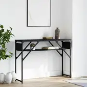 Stylish Black Console Table with Shelf Engineered Wood 105x30x75cm Modern Design