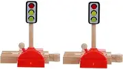 2Pcs Wooden Traffic Signal Model for Train Tracks Realistic Railway Plaything for Educational Imaginative Play Accessories for Home and School